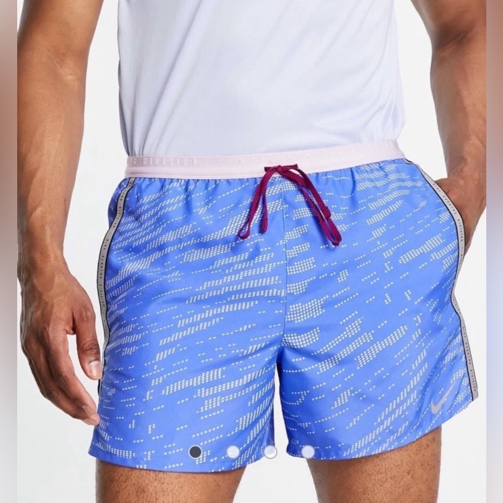 Nike Blue Patterned 5 Inch Running Shorts with Waistband